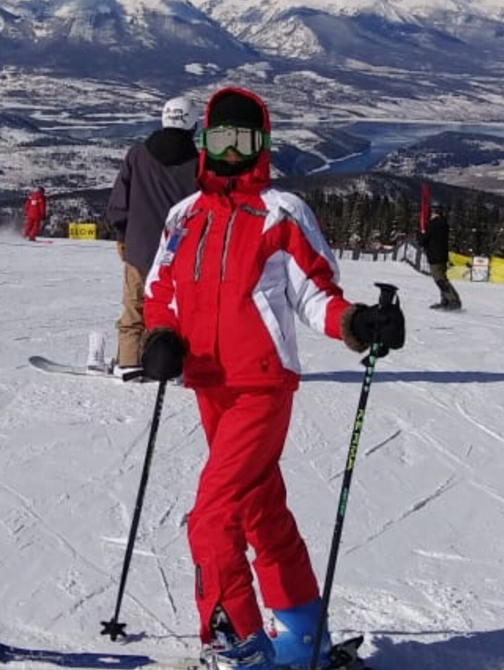 Red and White Women's Ski Suit